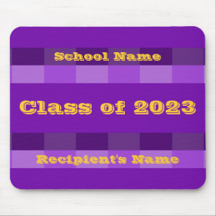 Klasse van 2023 Paarse en gouden Mousepad door Jan Muismat