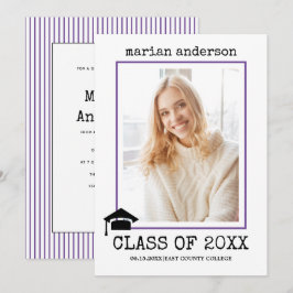 Klasse van 2023 paarse foto van typemachine met af kaart