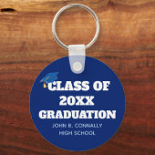 Klasse van 2023 Personalized School Blue Afstudere Sleutelhanger (Achterkant)