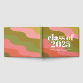 Klasse van 2023 Retro Groovy Roze en Groene Naam Gastenboek (Volledig)