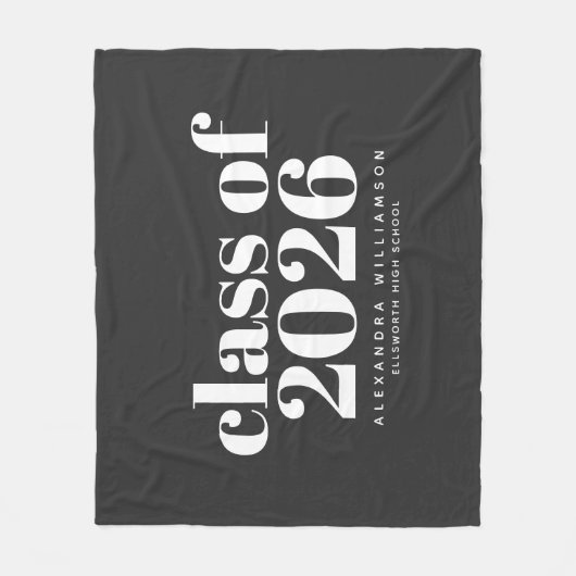 Klasse van 2023 Retro Typografie Black Persoonlijk Fleece Deken (Voorkant)
