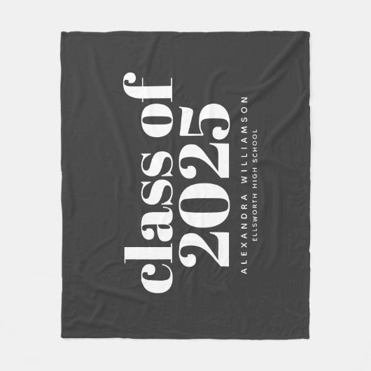 Klasse van 2023 Retro Typografie Black Persoonlijk Fleece Deken (Voorkant)