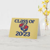 Klasse van 2023 Rood design afstuderen met retrofl Kaart (Gele Bloem)