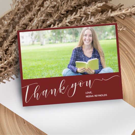 Klasse van 2023 Rood foto Afstuderen Dank u wel Briefkaart