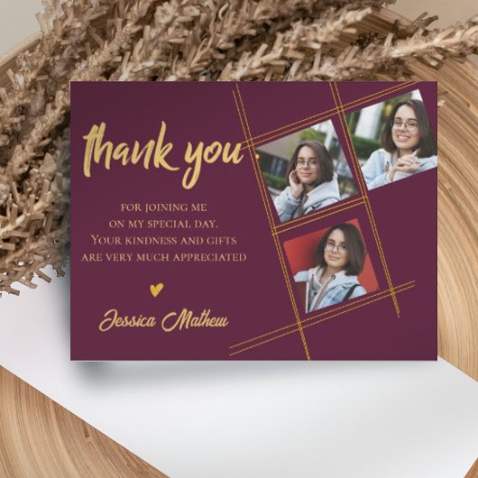 Klasse van 2023 Rood multi-foto Afstuderen Dank u Briefkaart