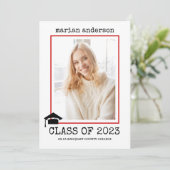 Klasse van 2023 roodschrijfmachine, foto van rood  kaart (Staand voorkant)