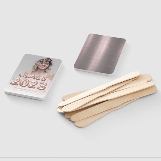 Klasse van 2023 Roos Gold-ballonnen Foto-Afstudere Handwaaier (Niet-gemonteerd)