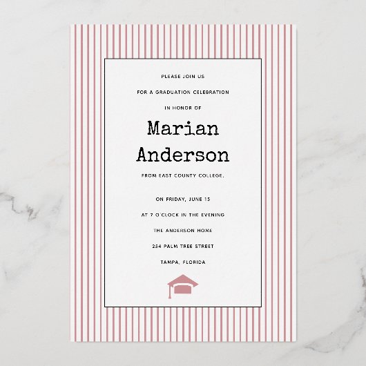 Klasse van 2023 roos gouden folie afstuderen foto  folie uitnodiging (Achterkant)