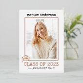 Klasse van 2023 roos gouden folie afstuderen foto  folie uitnodiging (Staand Voorkant)