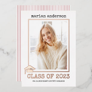 Klasse van 2023 roos gouden folie afstuderen foto  uitnodiging