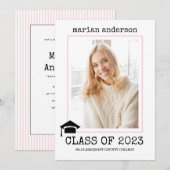 Klasse van 2023 roze afstuderen met schrijfmachine kaart (Voorkant / Achterkant)