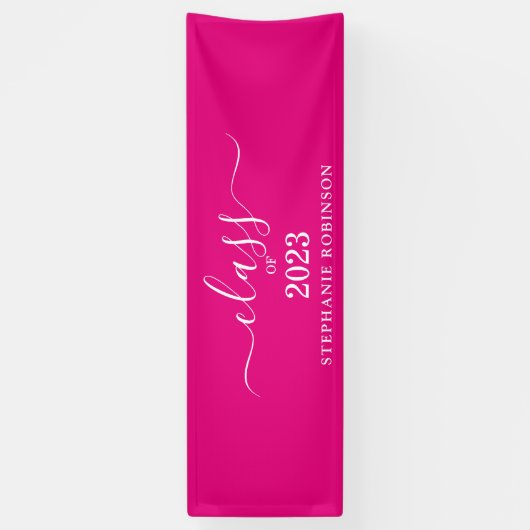 Klasse van 2023 Roze Minimalistisch Afstuderen Spandoek (Verticaal)