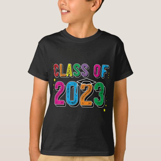 KLASSE VAN 2023 T Afstuderen Senior eerste dag van T-shirt (Voorkant)