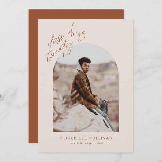 Klasse van 2023 Terracotta Arch Photo Afstuderen Aankondiging (Voorkant / Achterkant)