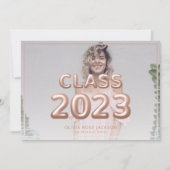 Klasse van 2023 Trendy Roos Gold Photo Afstuderen Aankondiging (Voorkant)