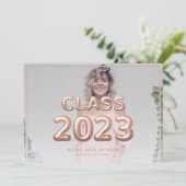 Klasse van 2023 Trendy Roos Gold Photo Afstuderen Aankondiging (Staand voorkant)