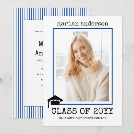 Klasse van 2023: typemachine blauw afstuderen foto kaart