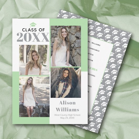 Klasse van 2023 vier foto's grijs afstuderen aankondiging