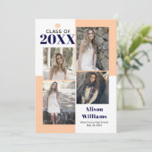 Klasse van 2023: vier foto's van perziken, afstude aankondiging (Staand voorkant)