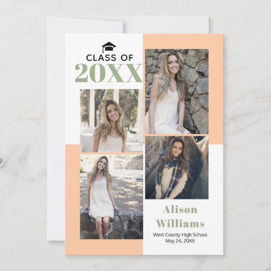 Klasse van 2023 vier foto's van perziksage-afstude aankondiging (Voorkant)