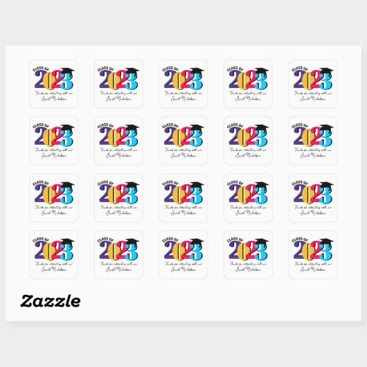 Klasse van 2023 vierkante sticker (Vel)