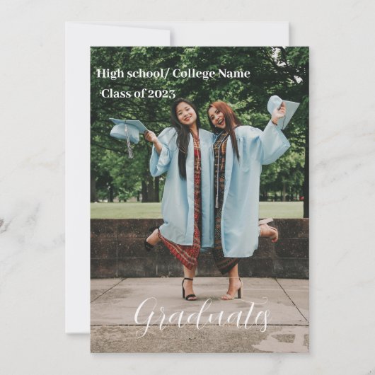 Klasse van 2023 wit manuscript Dubbel afstuderen Aankondiging (Voorkant)