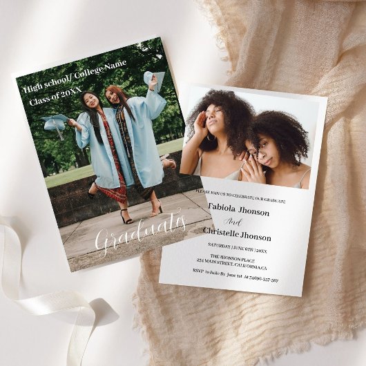 Klasse van 2023 wit manuscript Dubbel afstuderen Aankondiging