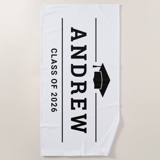 Klasse van 2023 Witte Persoonlijke Afstuderen Naam Strandlaken (Voorkant)