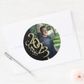 Klasse van 2023 Zwart en Gold Afstuderen Classc Ronde Sticker (Envelop)