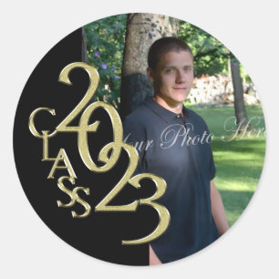 Klasse van 2023 Zwart en Gold Afstuderen Classc Ronde Sticker