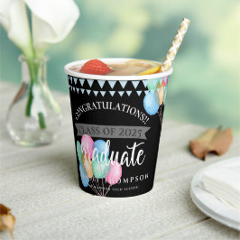 Klasse van 2023 Zwart gefeliciteerd Afstuderen Papieren Bekers