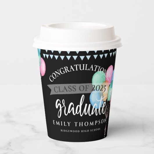 Klasse van 2023 Zwart gefeliciteerd Afstuderen Papieren Bekers (Achterkant)