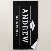 Klasse van 2023 Zwarte Persoonlijke Afstuderen Naa Strandlaken (Voorkant)