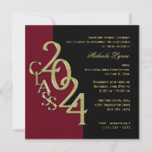 Klasse van 2024 Afstudeerder Bourgogne en Goud Kaart (Voorkant)