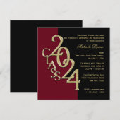 Klasse van 2024 Afstudeerder Bourgogne en Goud Kaart (Voorkant / Achterkant)