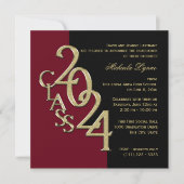 Klasse van 2024 Afstudeerder Bourgogne en Goud Kaart (Voorkant)