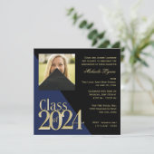 Klasse van 2024 Afstudeerder Goud en Blauw met Fot Kaart (Staand voorkant)