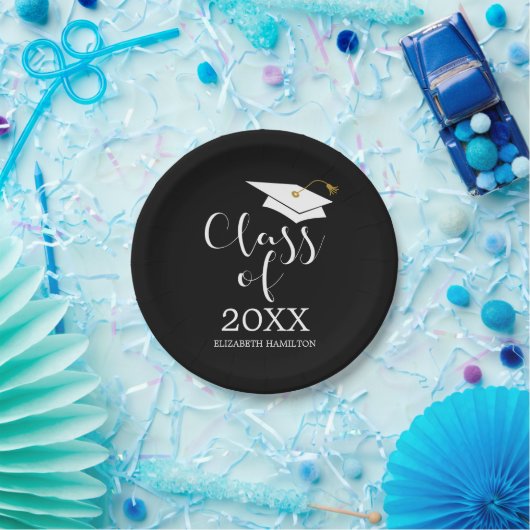 Klasse van 2024 Afstudeerder Pet Chique Kalligrafi Papieren Bordje (Feest)
