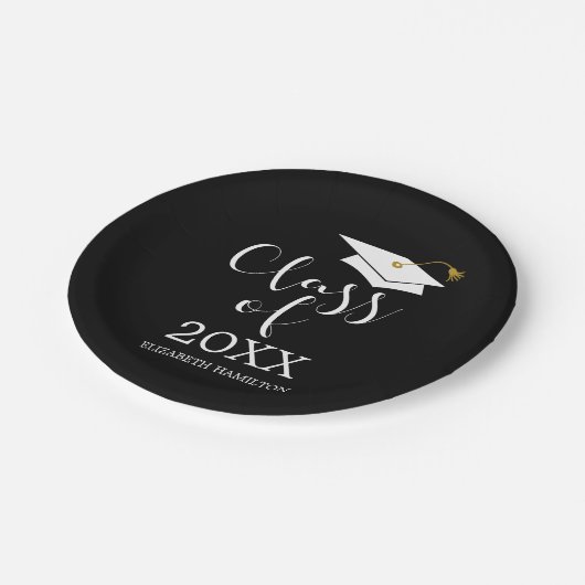 Klasse van 2024 Afstudeerder Pet Chique Kalligrafi Papieren Bordje (Gekanteld)