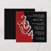 Klasse van 2024 Afstudeerder Rood en Zwart Kaart (Voorkant / Achterkant)