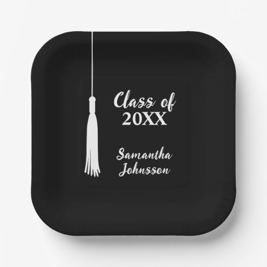 Klasse van 2024 Afstudeerder Tassel Gepersonalisee Papieren Bordje (Voorkant)