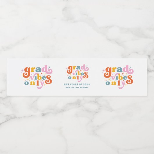 Klasse van 2024 Afstudeerder vibes alleen afstudee Waterfles Etiket (Enkel label)