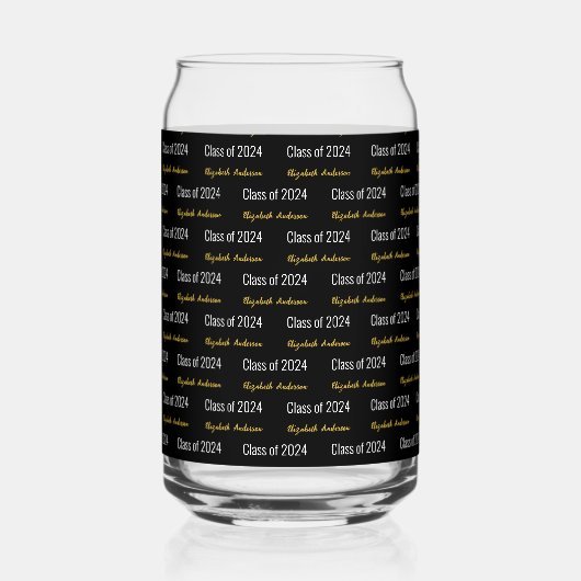 Klasse van 2024 Afstudeerder Volledige Naam Zwart  Blikvorm Glas (Voorkant)