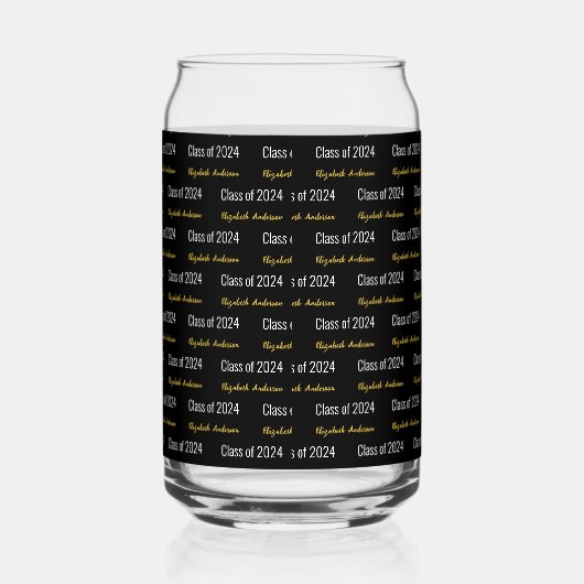 Klasse van 2024 Afstudeerder Volledige Naam Zwart  Blikvorm Glas (Rechts)