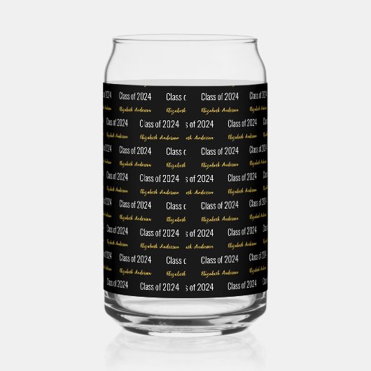 Klasse van 2024 Afstudeerder Volledige Naam Zwart  Blikvorm Glas (Links)