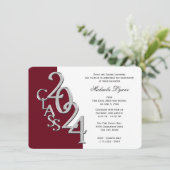 Klasse van 2024 Afstudeerder Zilver en Bourgogne Kaart (Staand voorkant)