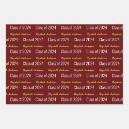 Klasse van 2024 Afstudeerders Volledige Naam Donke Inpakpapier Vel