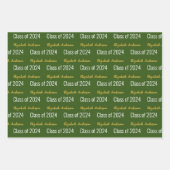 Klasse van 2024 Afstudeerders Volledige Naam Groen Inpakpapier Vel (Voorkant)