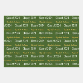 Klasse van 2024 Afstudeerders Volledige Naam Groen Inpakpapier Vel