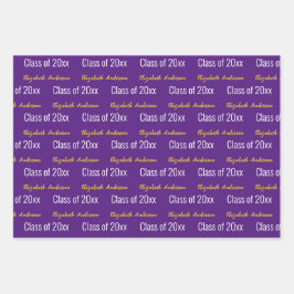 Klasse van 2024 Afstudeerders Volledige Naam Paars Inpakpapier Vel